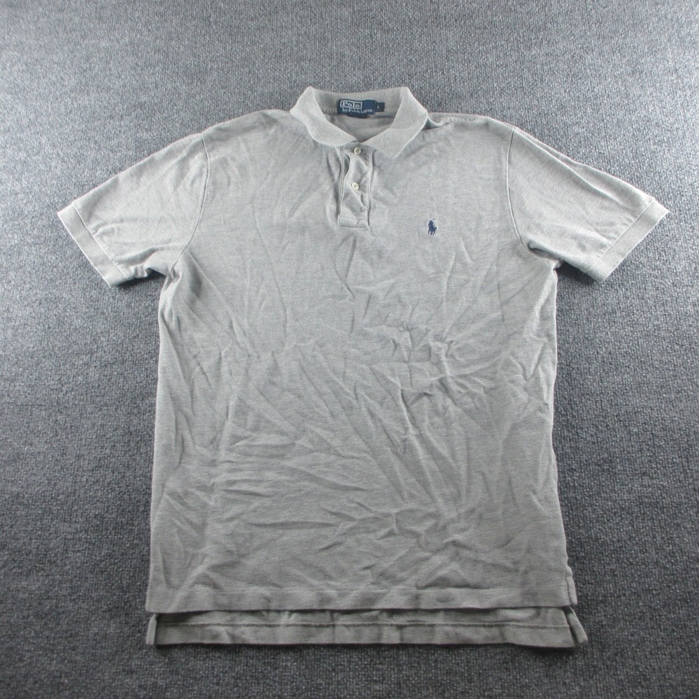Polo Ralph Lauren Shirt Men L Gray Button Up Short Sleeve Cotton Pony Preppy